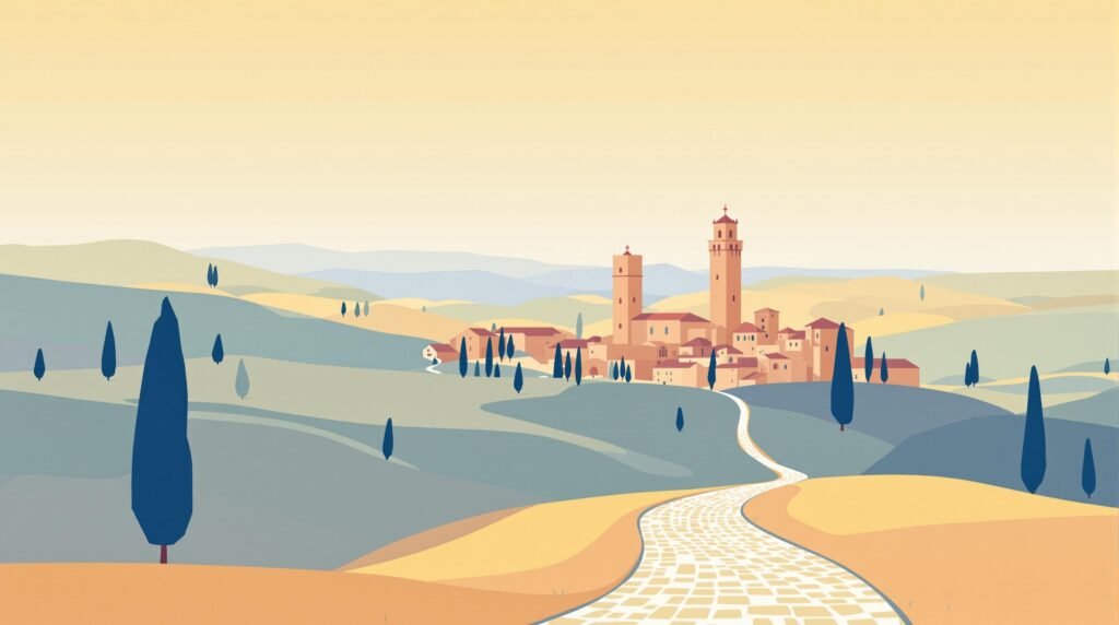 Illustration of San Gimignano’s old town