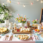 A beautifully styled Easter brunch table set for a festive gathering